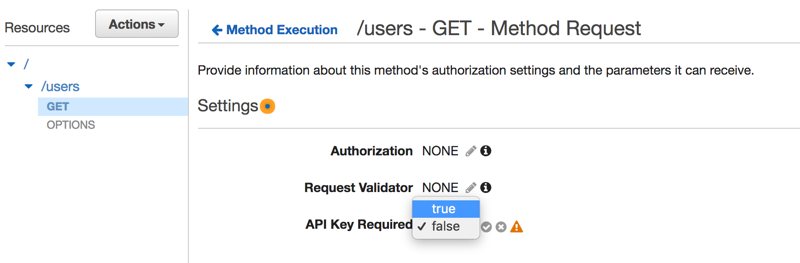 Making the API key usage required for an API Gateway API method