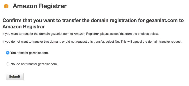 Approve Domain Transfer to Amazon Route 53