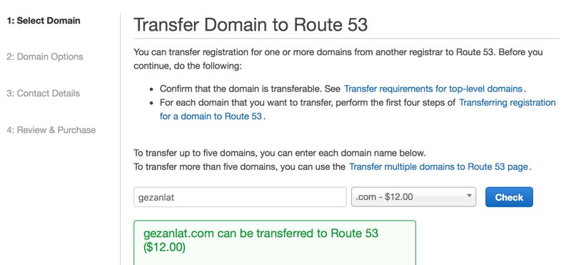 Check domain transfer on Amazon Route 53