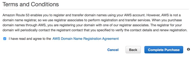 Completing Domain Transfer Purchase on Amazon Route 53