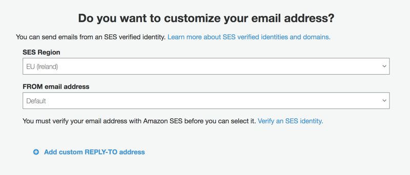Amazon Cognito User Pools - Custom Email Addresses