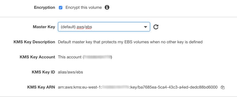 Enabling encryption while creating an EBS volume - part 2