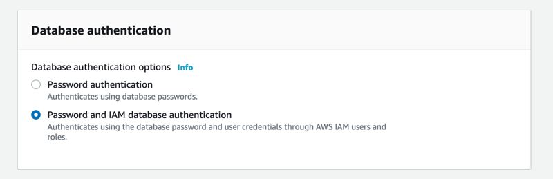 Enabling IAM Authentication on Amazon RDS DB instance during creation