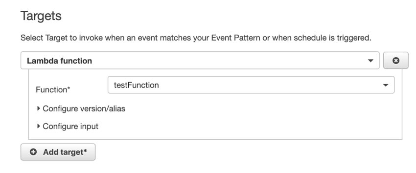 Lambda function as CloudWatch scheduled event target
