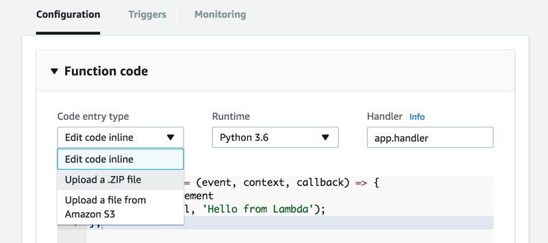 Uploading the Python package to the AWS Lambda function