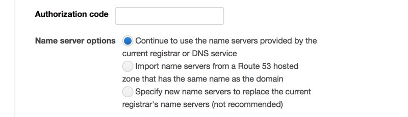 Entering Authorization Code for Domain Transfer on Amazon Route 53