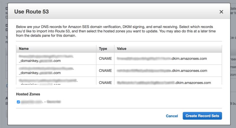 Creating DNS records for DKIM on Amazon Route 53 Console