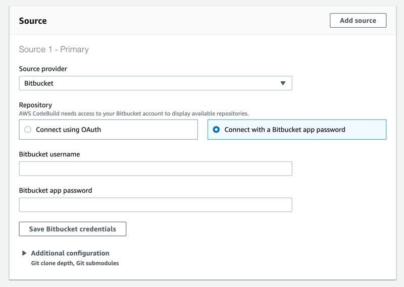 Connecting AWS CodeBuild with Bitbucket