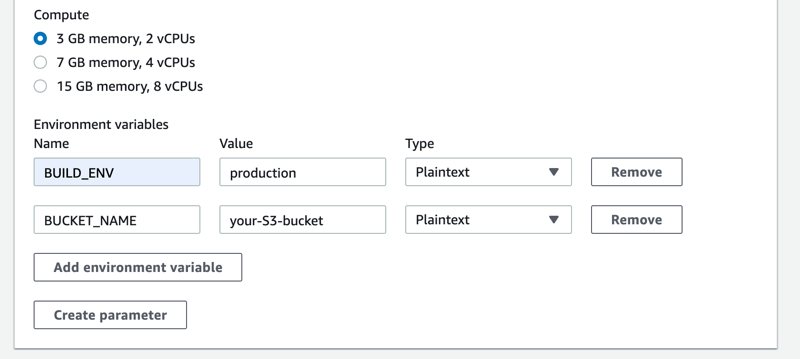 AWS CodeBuild Environment Variables