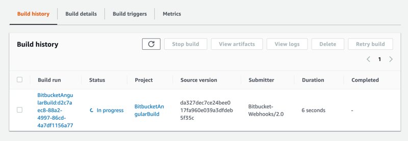 AWS CodeBuild Run In Progress