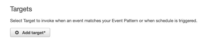 Add Target button on Amazon CloudWatch event creation