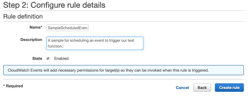 Scheduled CloudWatch event rule details