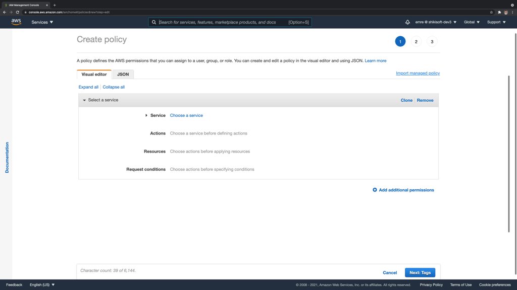 Creating a customer managed policy by importing a managed policy on the IAM Console