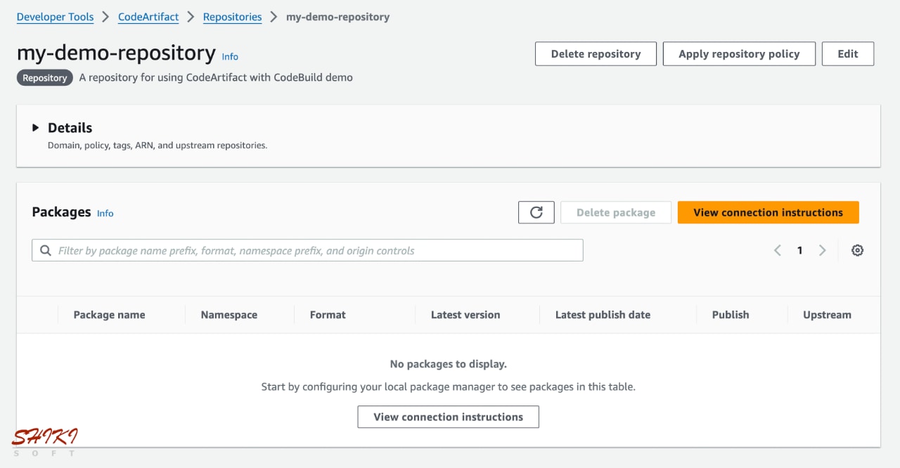 Empty CodeArtifact repository