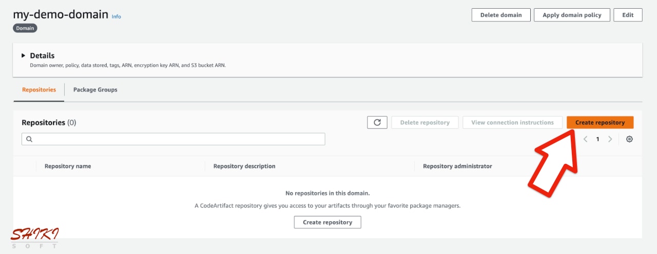 Creating a CodeArtifact repository in a domain